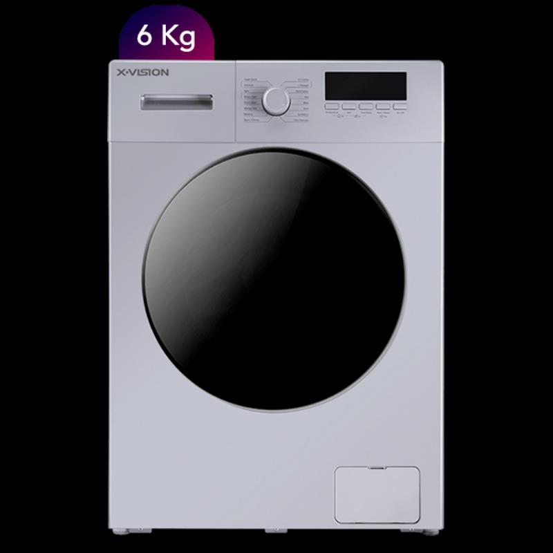ایکس ویژن لباسشویی 6کیلو 1200 دور سیلورTE62-ASBL 